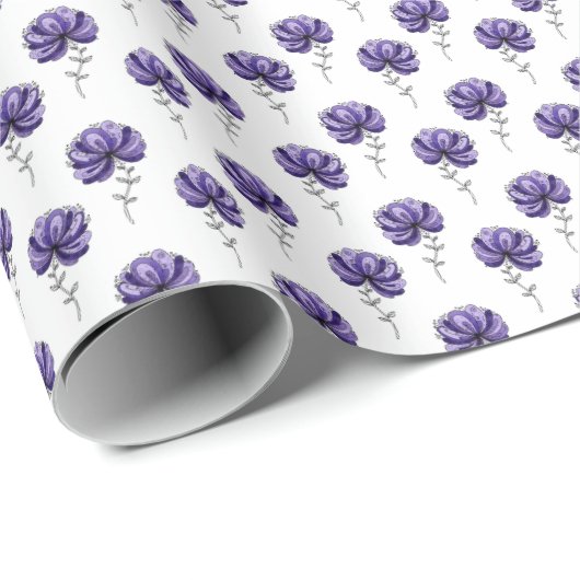 Abstrakte lila Blumen-Doodle-Kunst Geschenkpapier (Rolleneckpunkt)