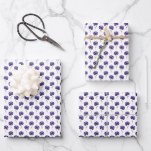 Abstrakte lila Blumen-Doodle-Kunst Geschenkpapier Set