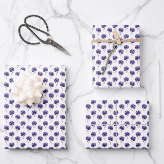 Abstrakte lila Blumen-Doodle-Kunst Geschenkpapier Set (Vorderseite)