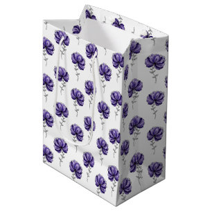 Abstrakte lila Blumen-Doodle-Kunst Mittlere Geschenktüte
