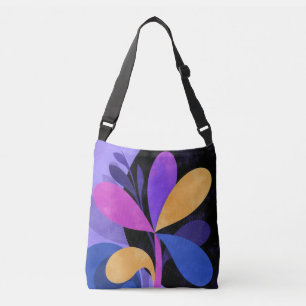 Abstrakte lila Blumen-Tasche Tragetaschen Mit Langen Trägern