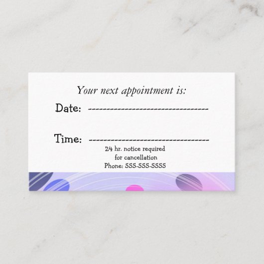 Abstrakte Lila Bohnen Ärztliche Ernennung Terminkarte (Vorderseite)