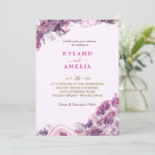 Abstrakte Lila Einladung zur Hochzeit von Alkohol (Stehend Vorderseite)