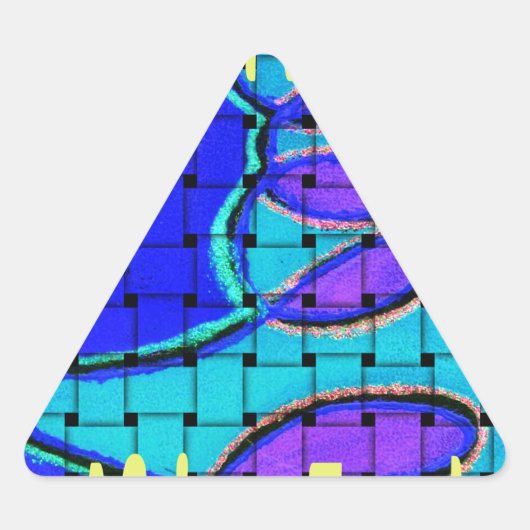 Abstrakte Lila Form des Blue African Woven Dreieckiger Aufkleber (Vorderseite)