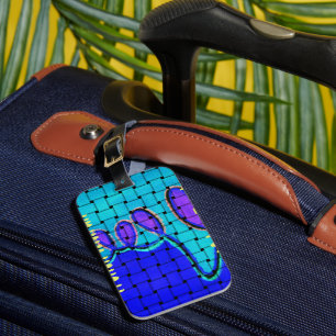 Abstrakte Lila Form des Blue African Woven Gepäckanhänger