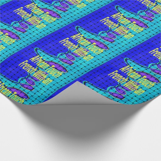 Abstrakte Lila Form des Blue African Woven Geschenkpapier (Ecke)