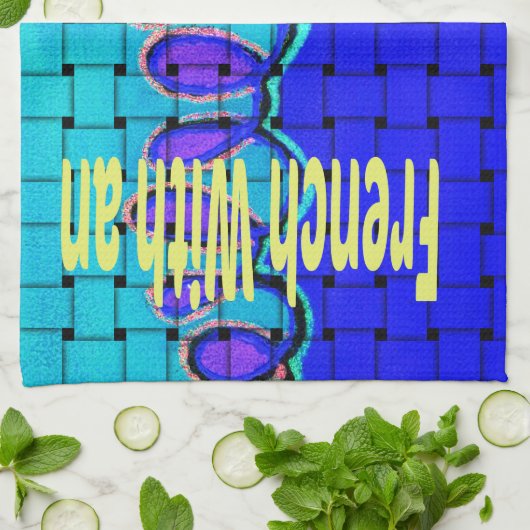 Abstrakte Lila Form des Blue African Woven Geschirrtuch (Gefaltet)