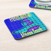 Abstrakte Lila Form des Blue African Woven Getränkeuntersetzer (Linke Seite)