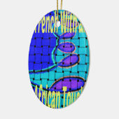 Abstrakte Lila Form des Blue African Woven Keramikornament (Links)