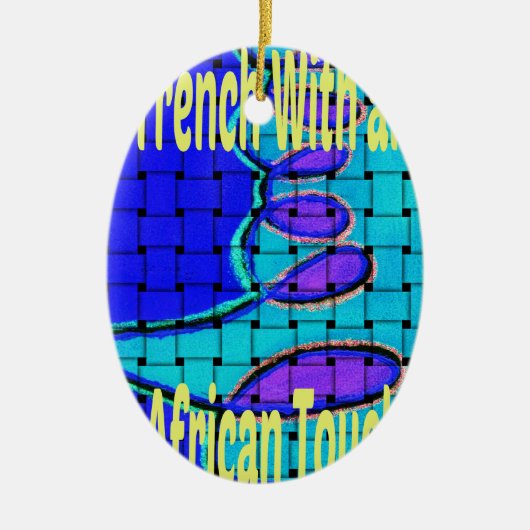 Abstrakte Lila Form des Blue African Woven Keramikornament (Vorne)