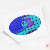 Abstrakte Lila Form des Blue African Woven Ovaler Aufkleber (Umschlag)