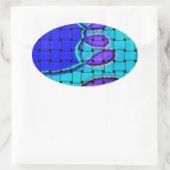 Abstrakte Lila Form des Blue African Woven Ovaler Aufkleber (Tasche)