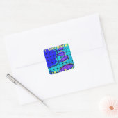 Abstrakte Lila Form des Blue African Woven Quadratischer Aufkleber (Umschlag)