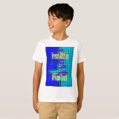 Abstrakte Lila Form des Blue African Woven T-Shirt (Vorne ganz)