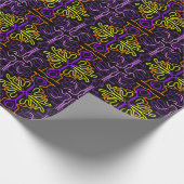 Abstrakte lila, gelbe, orangefarbene und rosa Bauw Geschenkpapier (Ecke)