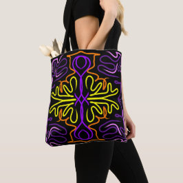 Abstrakte lila, gelbe, orangefarbene und rosa Bauw Tasche