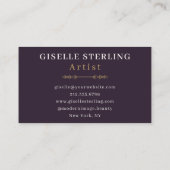 Abstrakte Lila Goldwasserfarbe Visitenkarte (Rückseite)