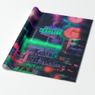 Abstrakte Lila Green Red Neon Lights Medley Geschenkpapier