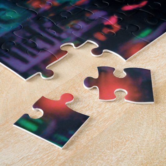 Abstrakte Lila Green Red Neon Lights Medley Puzzle (Seite)