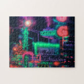 Abstrakte Lila Green Red Neon Lights Medley Puzzle (Horizontal)