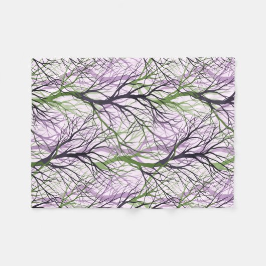 Abstrakte lila Grünbäume Fleecedecke (Vorderseite (Horizontal))