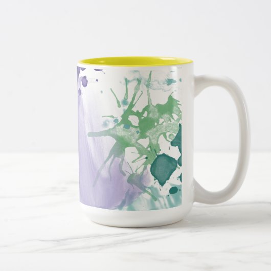 Abstrakte Lila grüne Farbe Zweifarbige Tasse (Rechts)