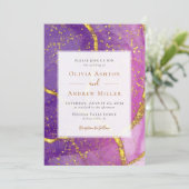 Abstrakte Lila Hochzeit Einladung (Stehend Vorderseite)