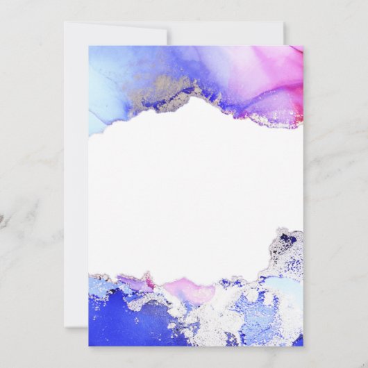 Abstrakte Lila Hochzeitswohnung Save The Date (Rückseite)