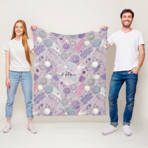 Abstrakte Lila Kreise mit Farbstreifen Fleecedecke