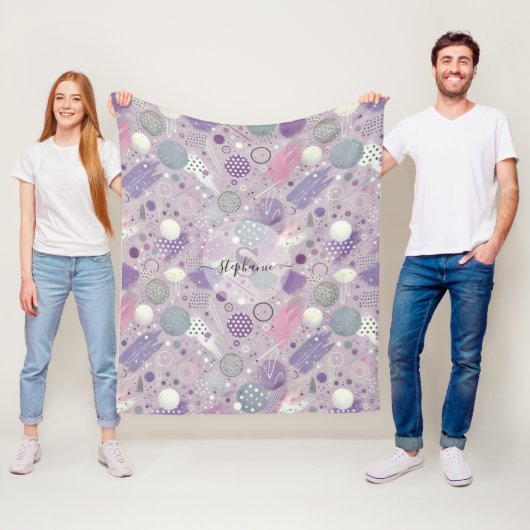 Abstrakte Lila Kreise mit Farbstreifen Fleecedecke (Beispiel)