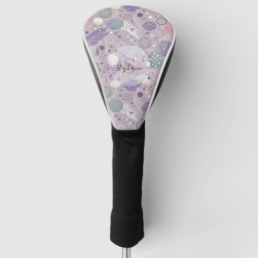 Abstrakte Lila Kreise mit Farbstreifen Golf Headcover (Vorderseite)