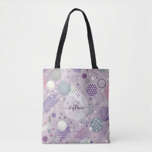 Abstrakte Lila Kreise mit Farbstreifen Tasche