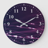 Abstrakte Lila Linien mit weißen Zahlen Große Wanduhr (Vorderseite)