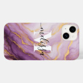 Abstrakte Lila Marmormonogrammkalligraphie Case-Mate iPhone Hülle (Rückseite (Horizontal))