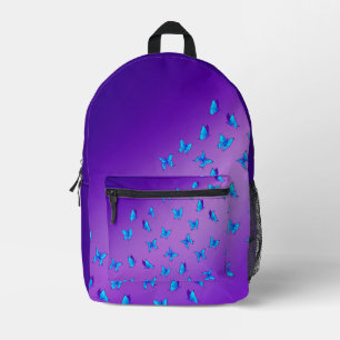 Abstrakte Lila Mondbalken und Schmetterlinge Bedruckter Rucksack
