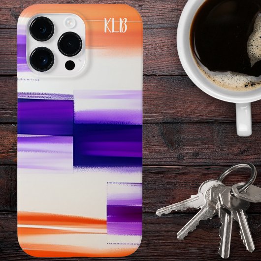 Abstrakte Lila, orangefarbene und weißgeometrische Case-Mate iPhone Hülle