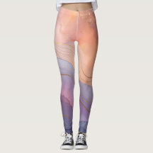 Abstrakte Lila PfirsichLeggings