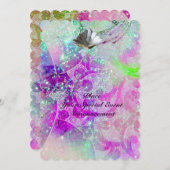 ABSTRAKTE LILA PINK BLUE WAVES SEASHELLS,GLITZERN EINLADUNG (Vorne/Hinten)