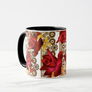 Abstrakte lila Rosen Blumen floral Spitze vintage Tasse