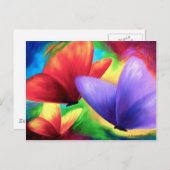 Abstrakte Lila Rotgelbe Schmetterlinge Moderne Kun Postkarte (Vorne/Hinten)