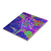 Abstrakte lila Sonnenblume | Retro Funky fun Fliese (Seite)