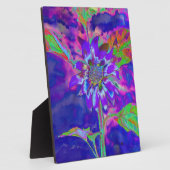 Abstrakte lila Sonnenblume | Retro Funky fun Fotoplatte (Seite)