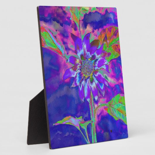 Abstrakte lila Sonnenblume | Retro Funky fun Fotoplatte (Seite)