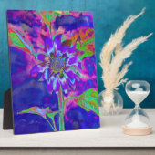 Abstrakte lila Sonnenblume | Retro Funky fun Fotoplatte (Seite)