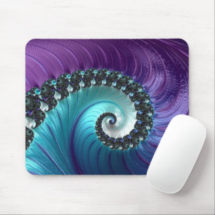 Abstrakte lila Türkis Farbverlauf Spirale Fraktal Mousepad