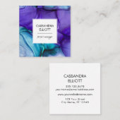 Abstrakte Lila und Aquamarine alkoholhaltige Geträ Quadratische Visitenkarte (Vorne/Hinten)