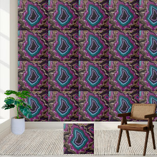 Abstrakte Lila und Aquamarine Geode Agate Tile Fliese