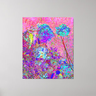 Abstrakte lila und blaue Hortensie mit Magenta Leinwanddruck