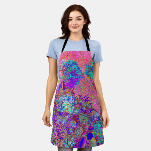 Abstrakte lila und blaue Hortensie mit Magenta Schürze