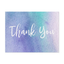 Abstrakte Lila und blaue Wasserfarbe Vielen Dank